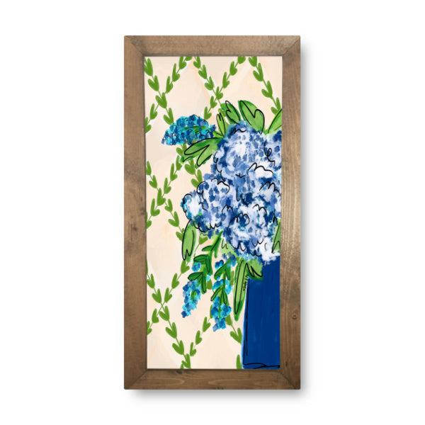 Blue Floral with Greenery Framed Art