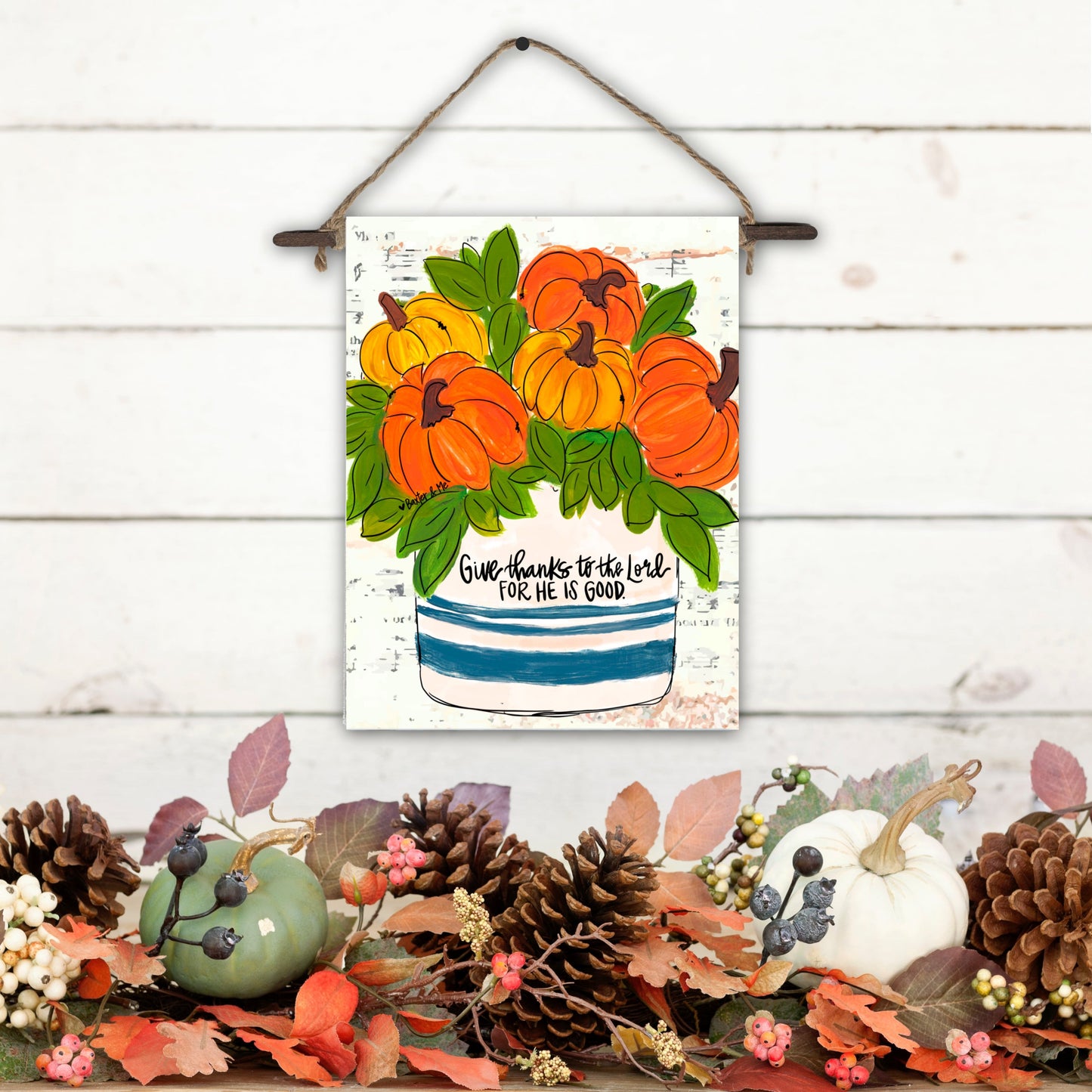 Pumpkin Stoneware He is Good Mini Wall Hanging