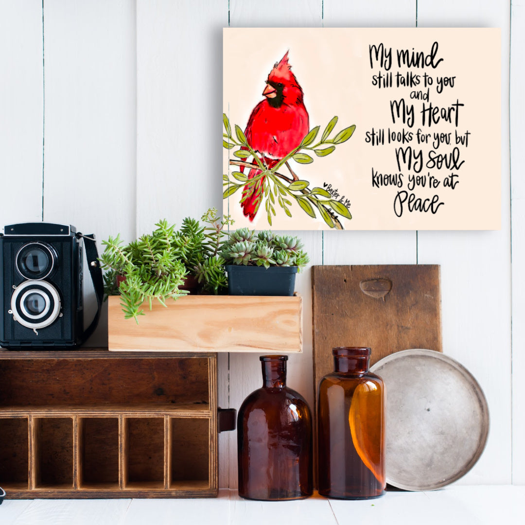 You're at Peace Red Bird Wrapped Canvas - 8" x 10"