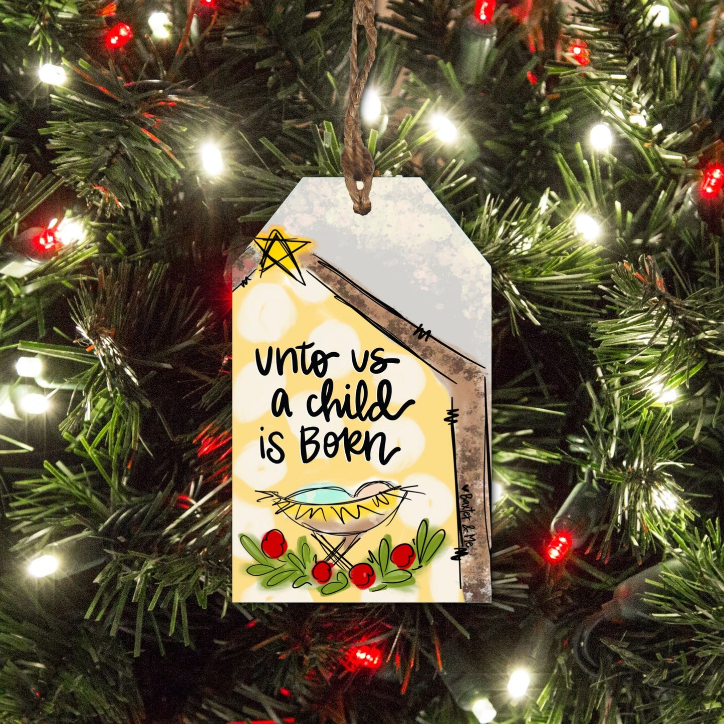 Unto Us A Child Is Born Gift Tag Ornament