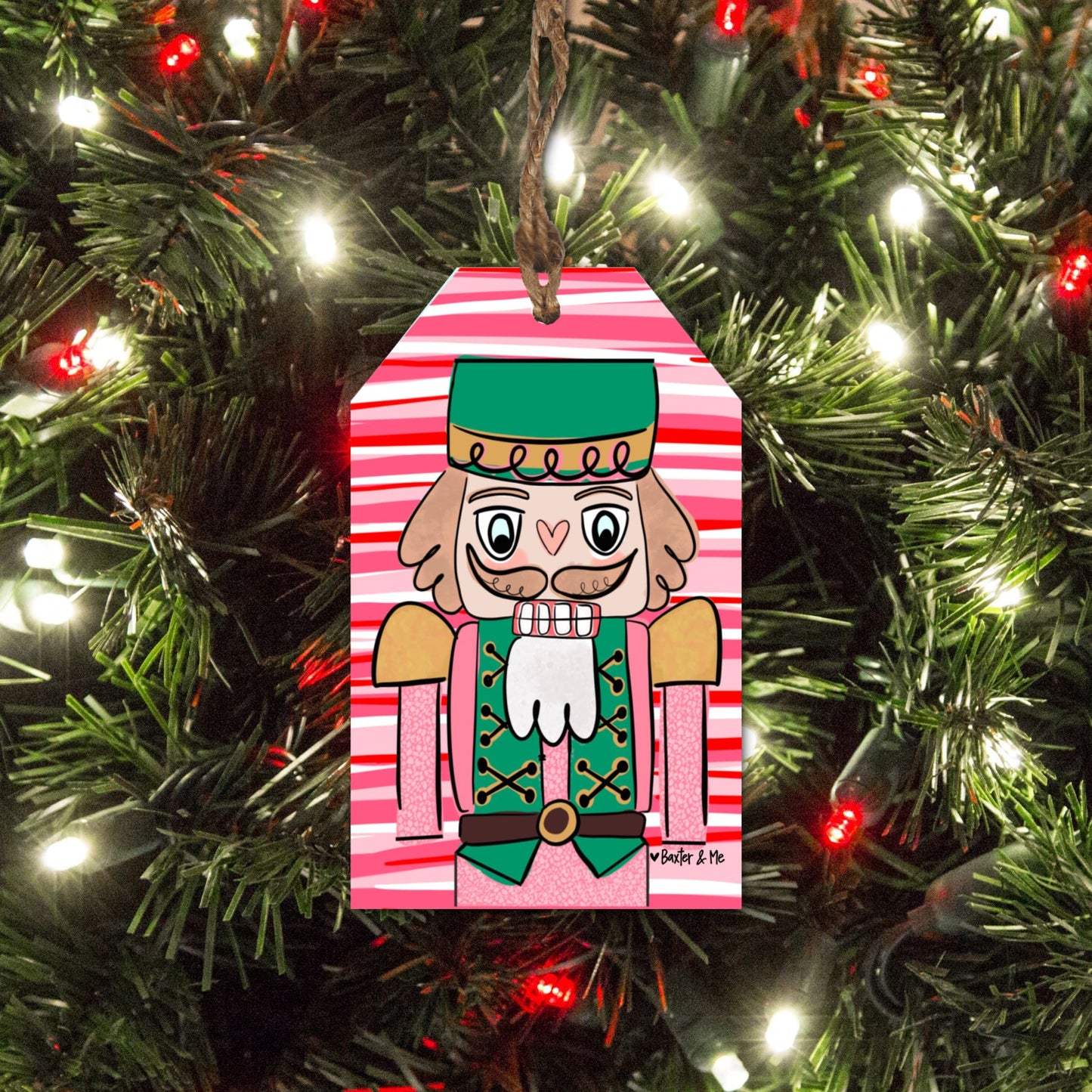 Pink Candy Nutcracker Gift Tag Ornament