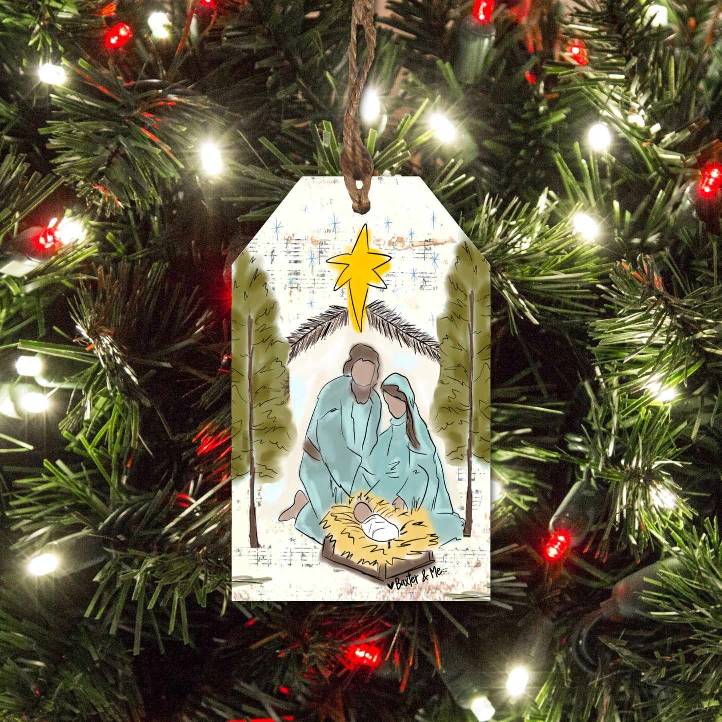 Starry Night Nativity Gift Tag Ornament