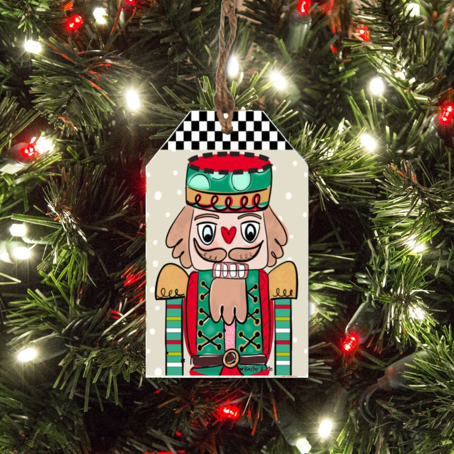 Checkered Nutcracker Gift Tag Ornament