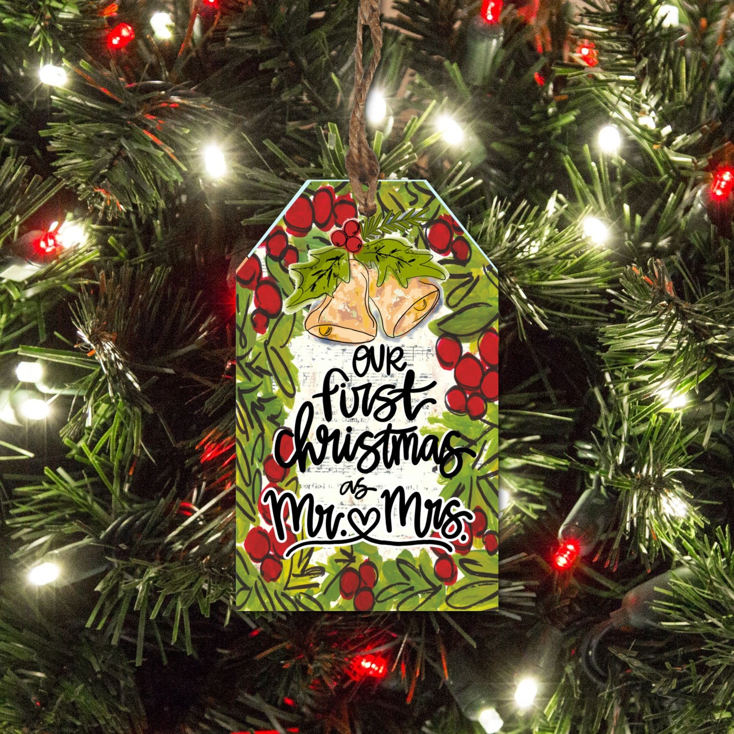 First Christmas Mr & Mrs Gift Tag Ornament