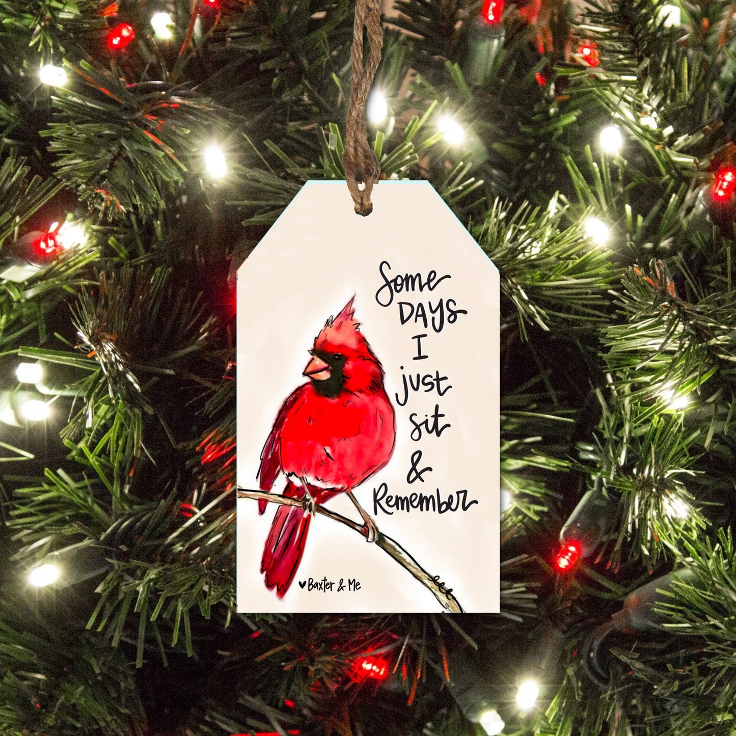 Sit & Remember Cardinal Gift Tag Ornament