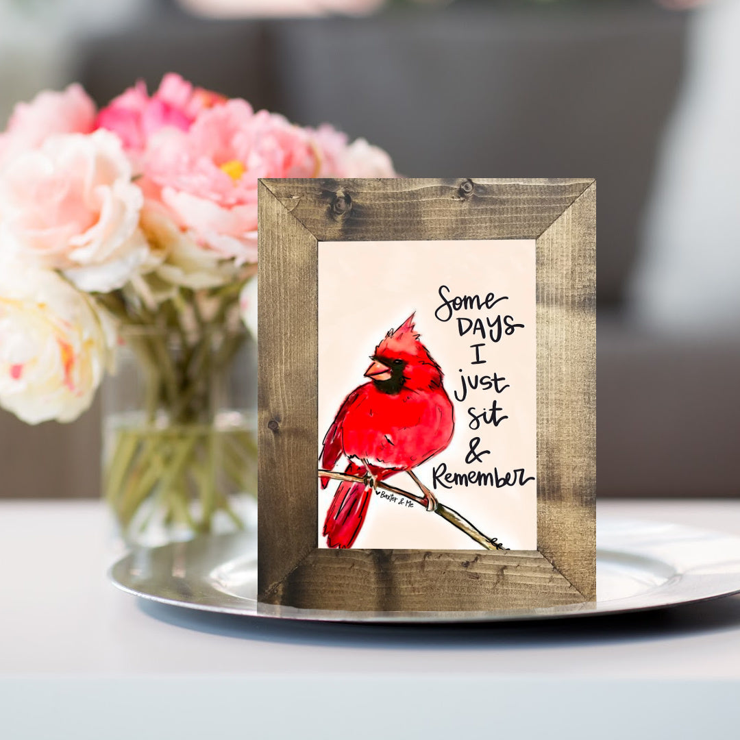 Sit & Remember Cardinal Framed Art - 8" x 10"
