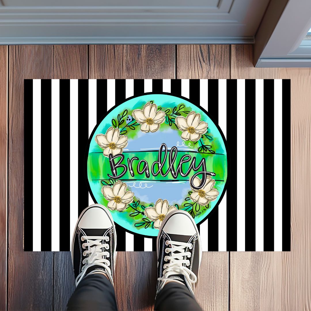 Welcome Magnolia Wreath Rug Floormat