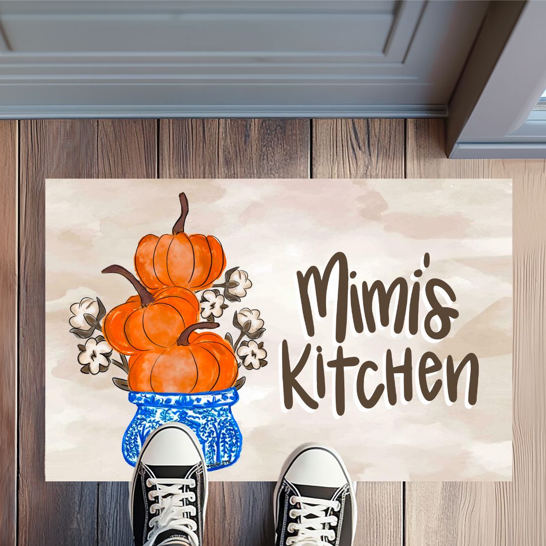 Cotton Pickin Pumpkin Chinoiserie Stack Rug Floormat