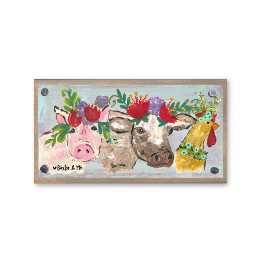 Boho Farm Animals Happy Block