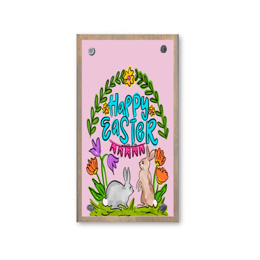 Bunnies with Tulips Happy Block