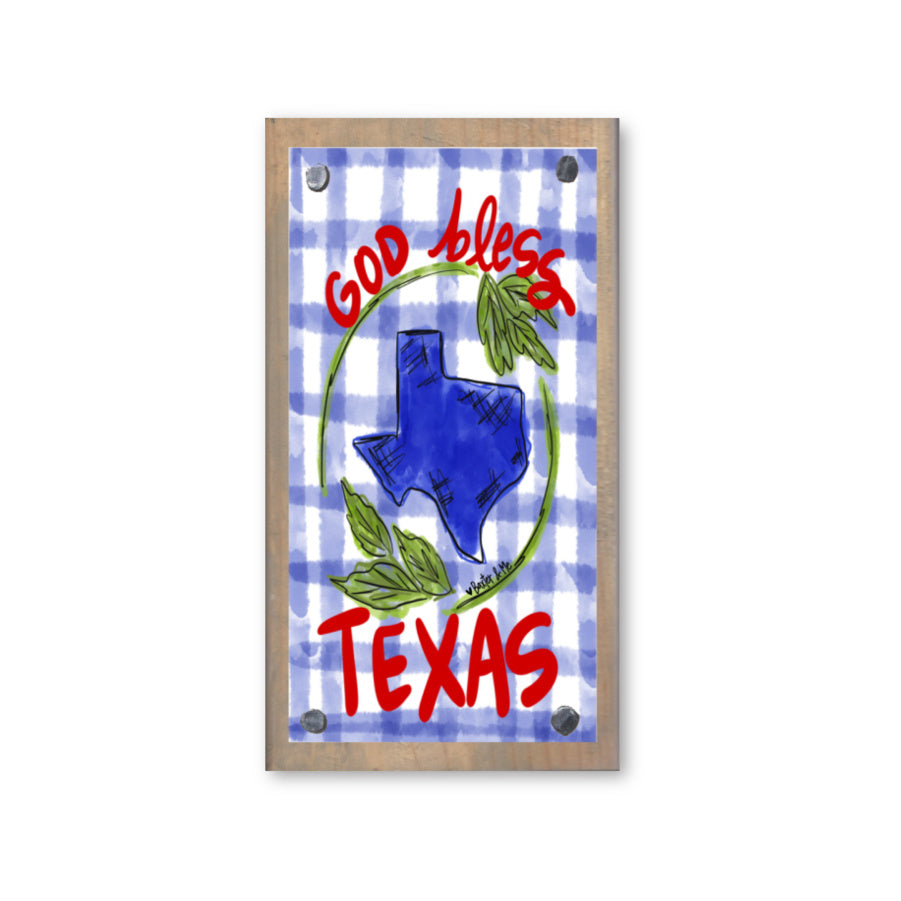 God Bless Texas Happy Block