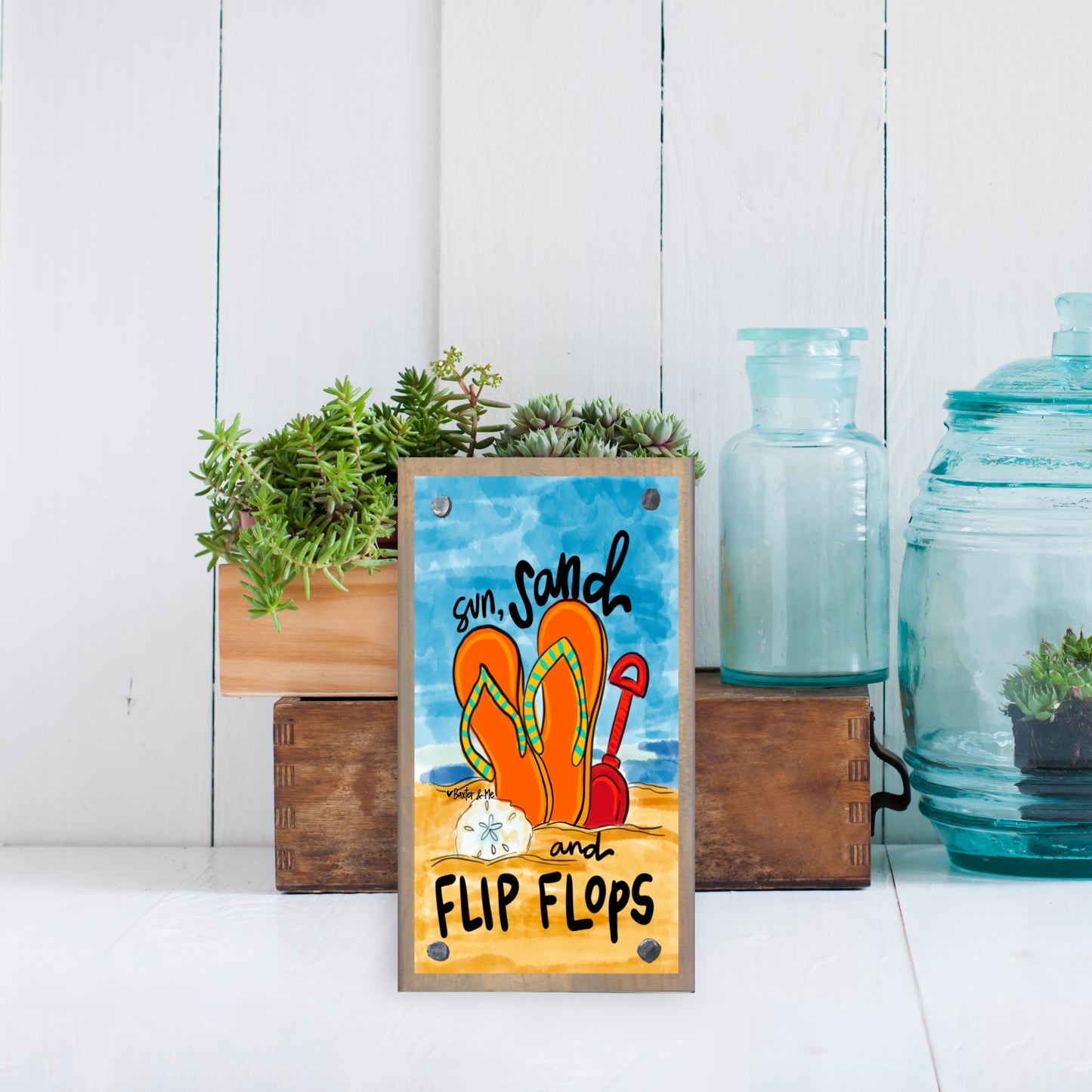 Sun, Sand & Flip Flops Happy Block