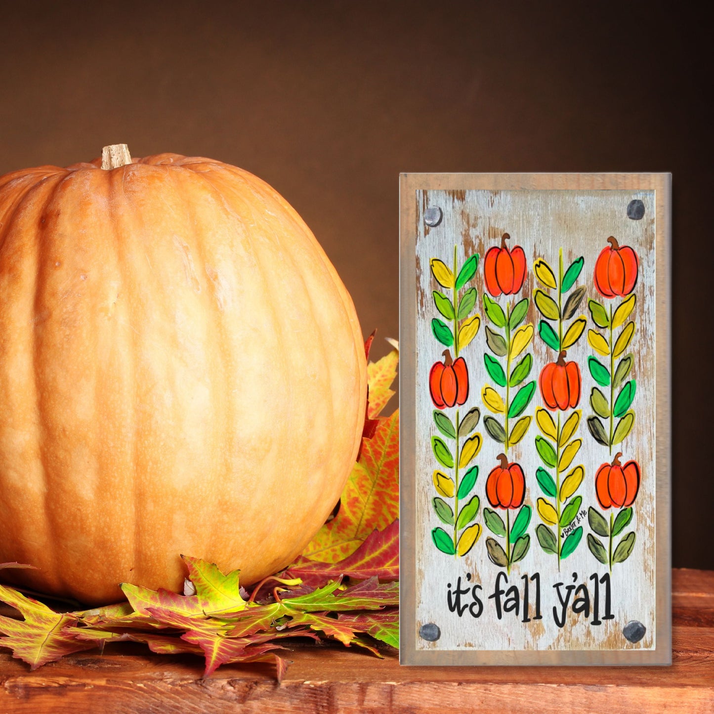 It's Fall Y'all Pumpkin Stem Happy Block