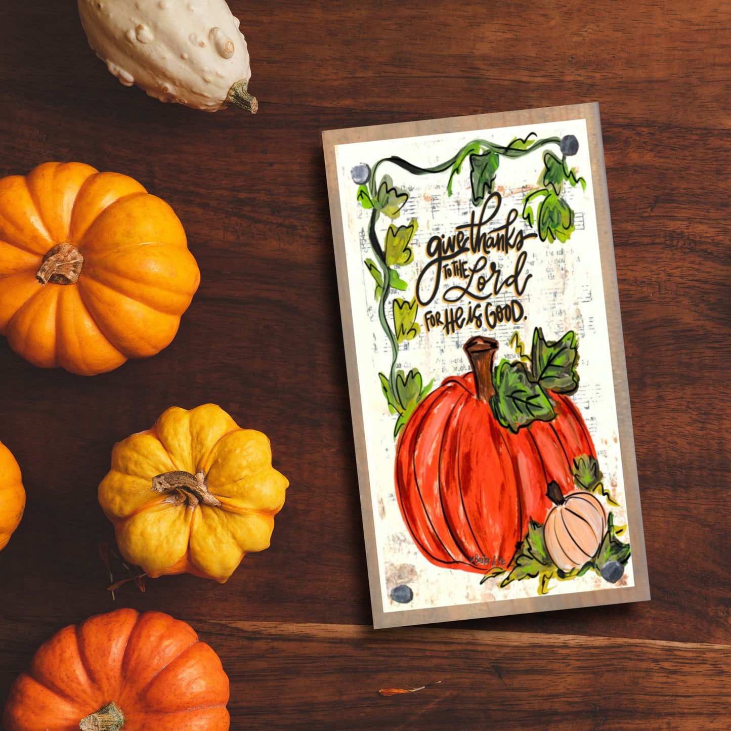 Give Thanks to the Lord Pumpkin Vine Happy Block