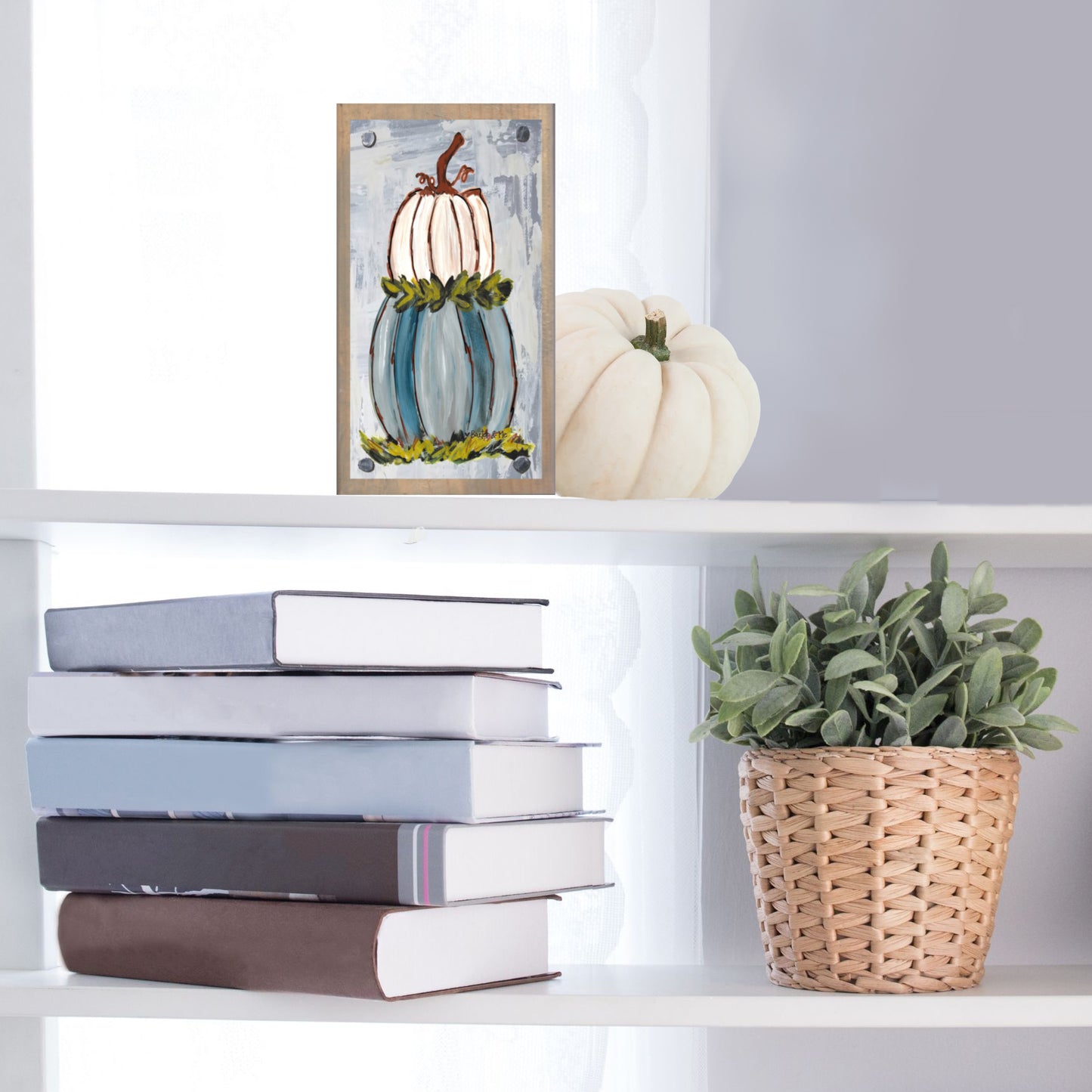 Double Stacked Neutral Pumpkin Happy Block