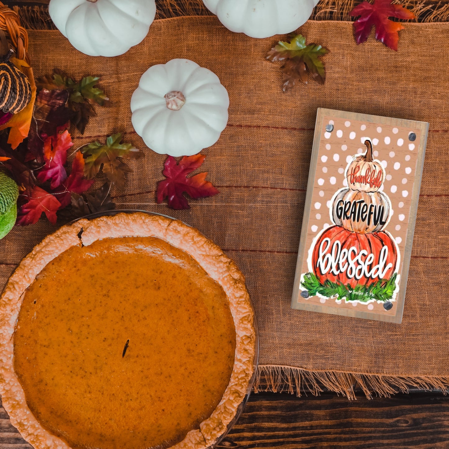 Thankful Grateful Blessed Pumpkin Happy Block