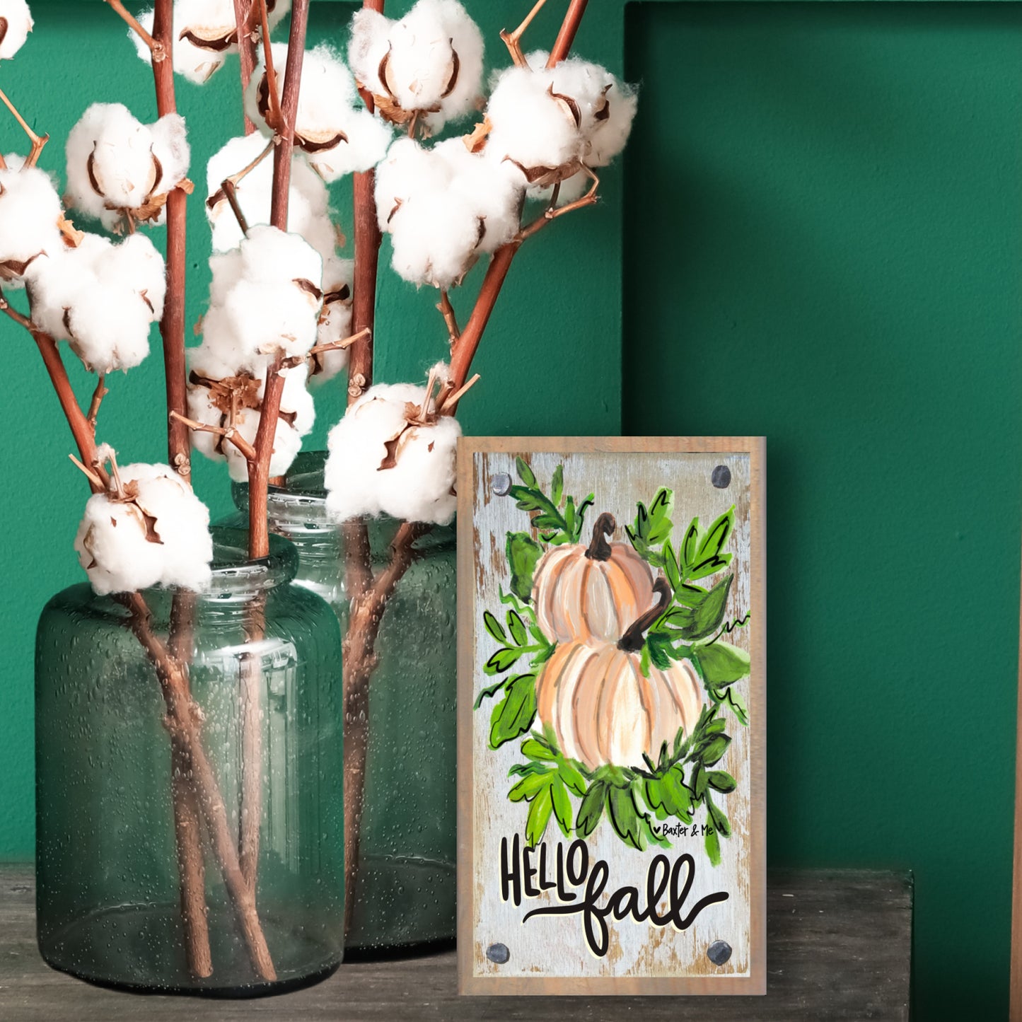 Hello Fall White Pumpkins Happy Block