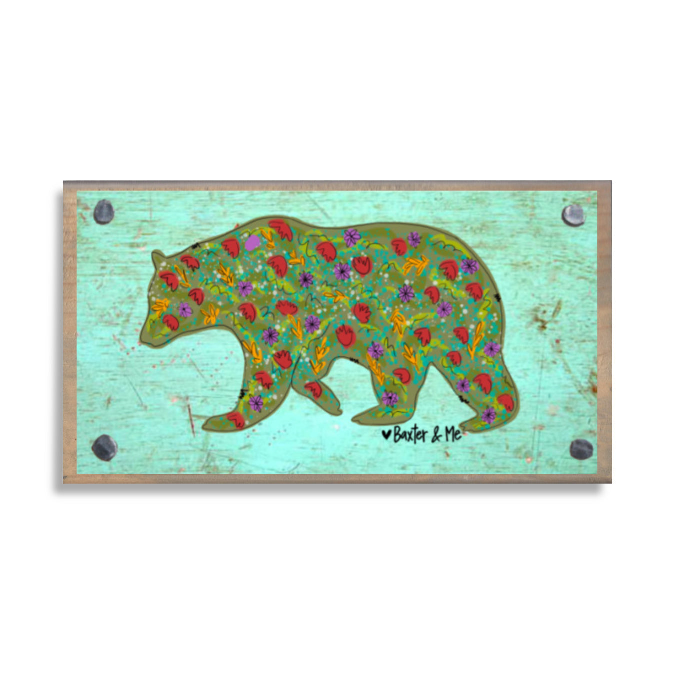 Floral Bear Happy Block