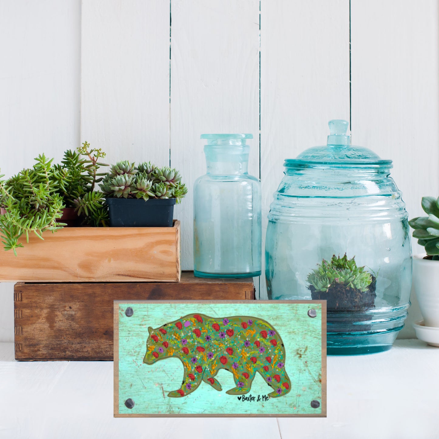 Floral Bear Happy Block