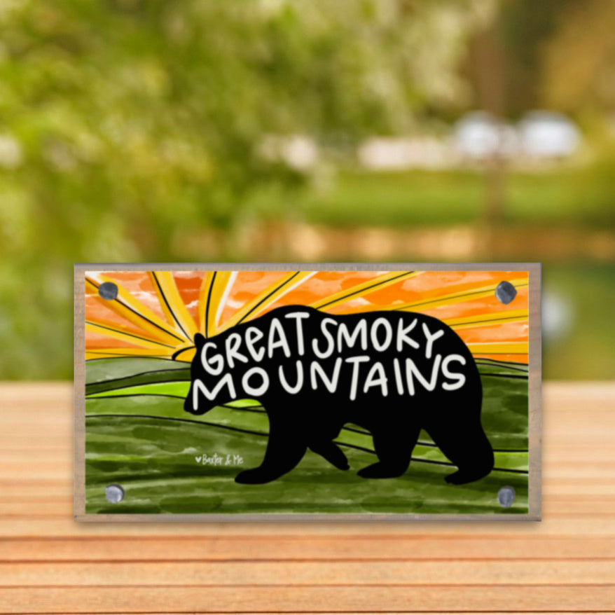 Great Smoky Mountain Sunset Bear Happy Block