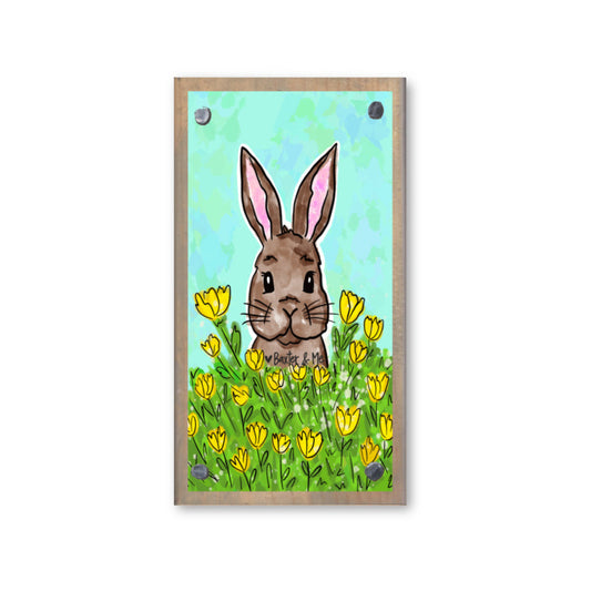Bunny in Yellow Flowers Happy Block