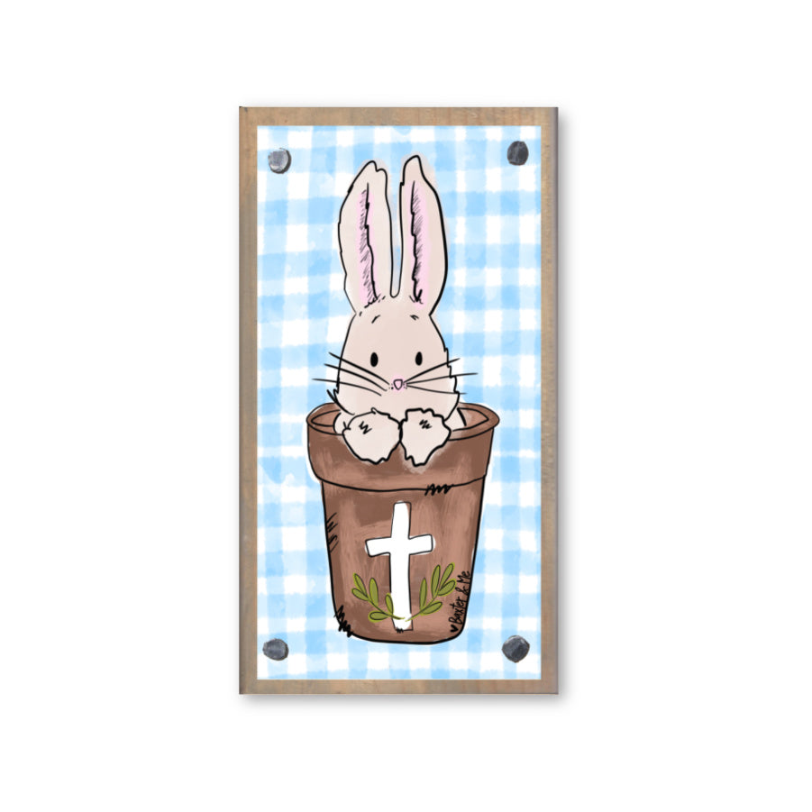 Bunny in Cross Pot Happy Block