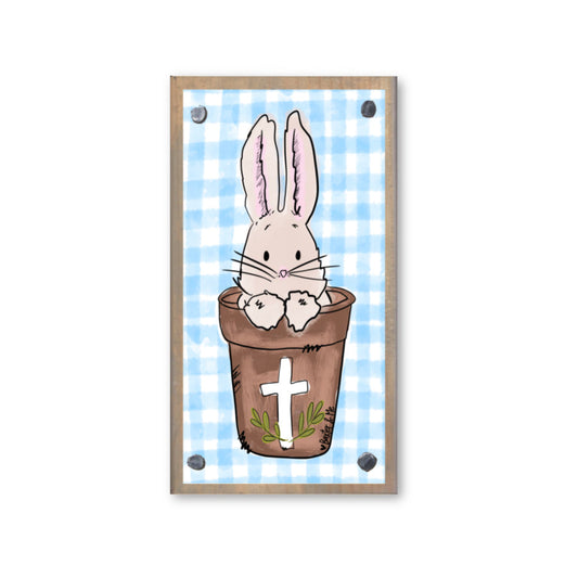 Bunny in Cross Pot Happy Block
