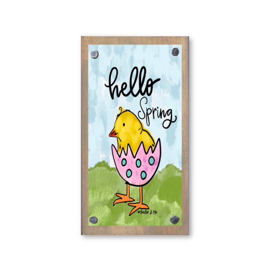 Hello Spring Chick Happy Block