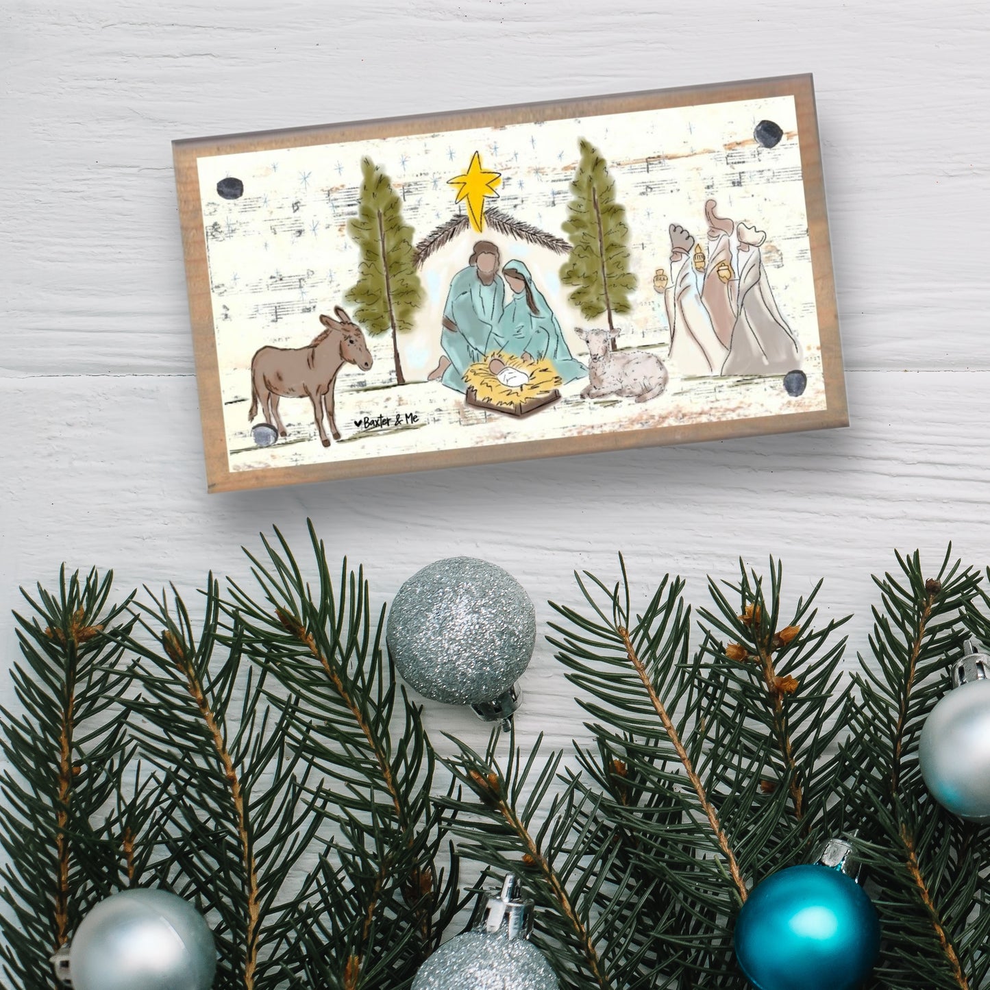 Starry Night Nativity Happy Block