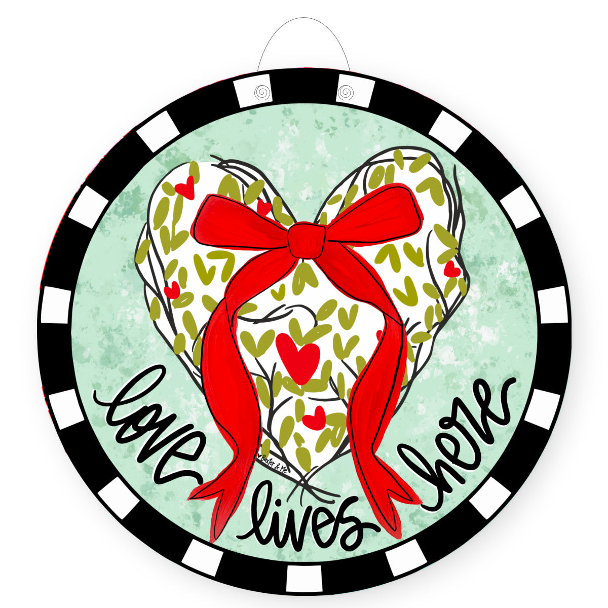 Love Lives Here Red Bow Door Hanger