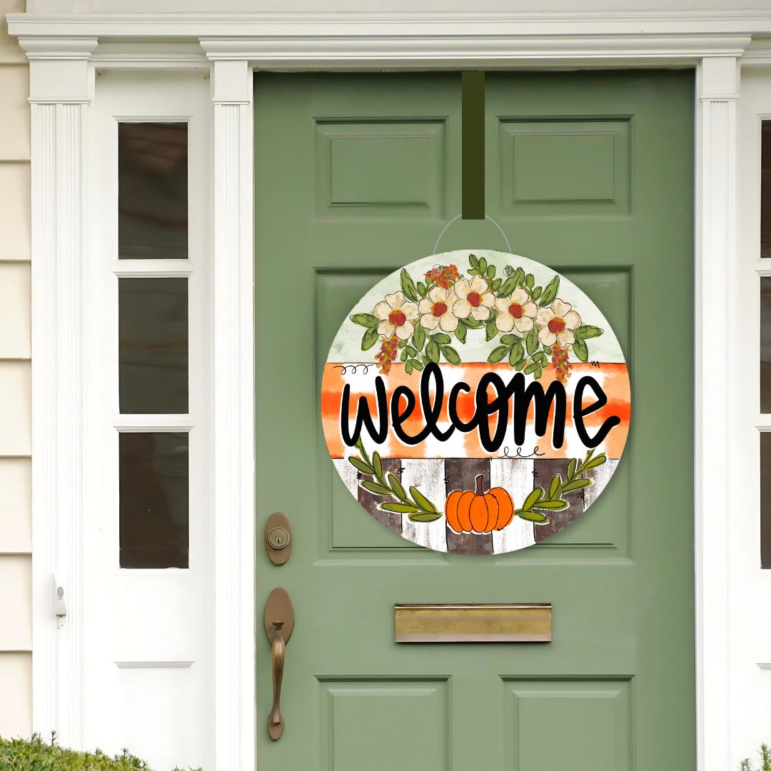 Welcome Pumpkin & Petals Door Hanger