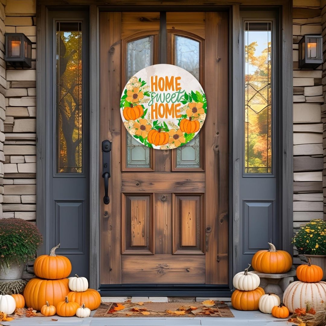 Home Sweet Home Pumpkin Wreath Door Hanger