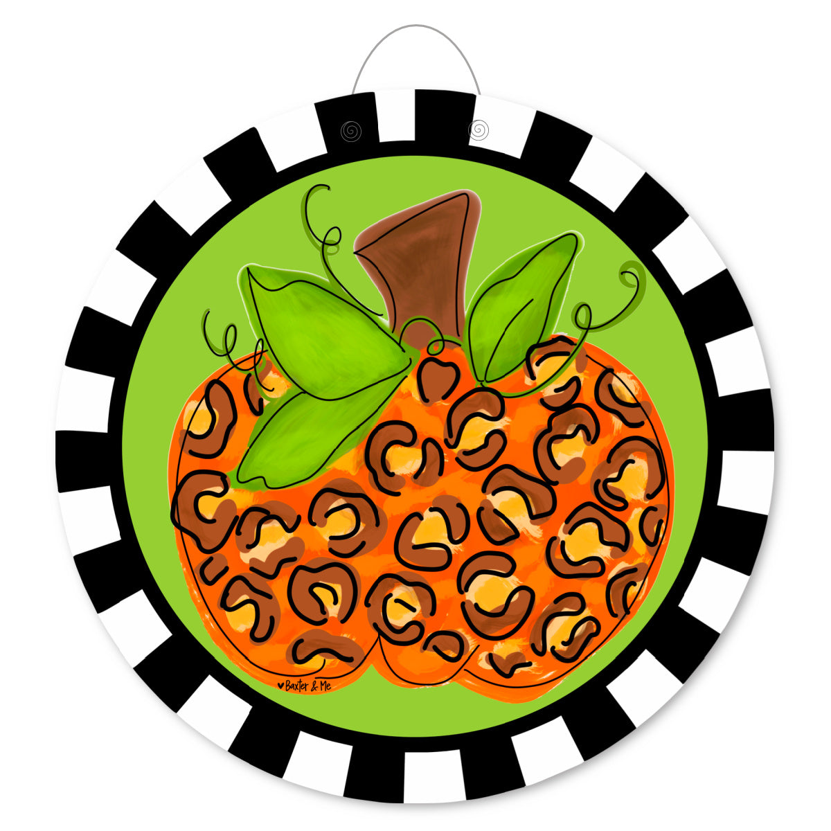 Cheetah Pumpkin Door Hanger
