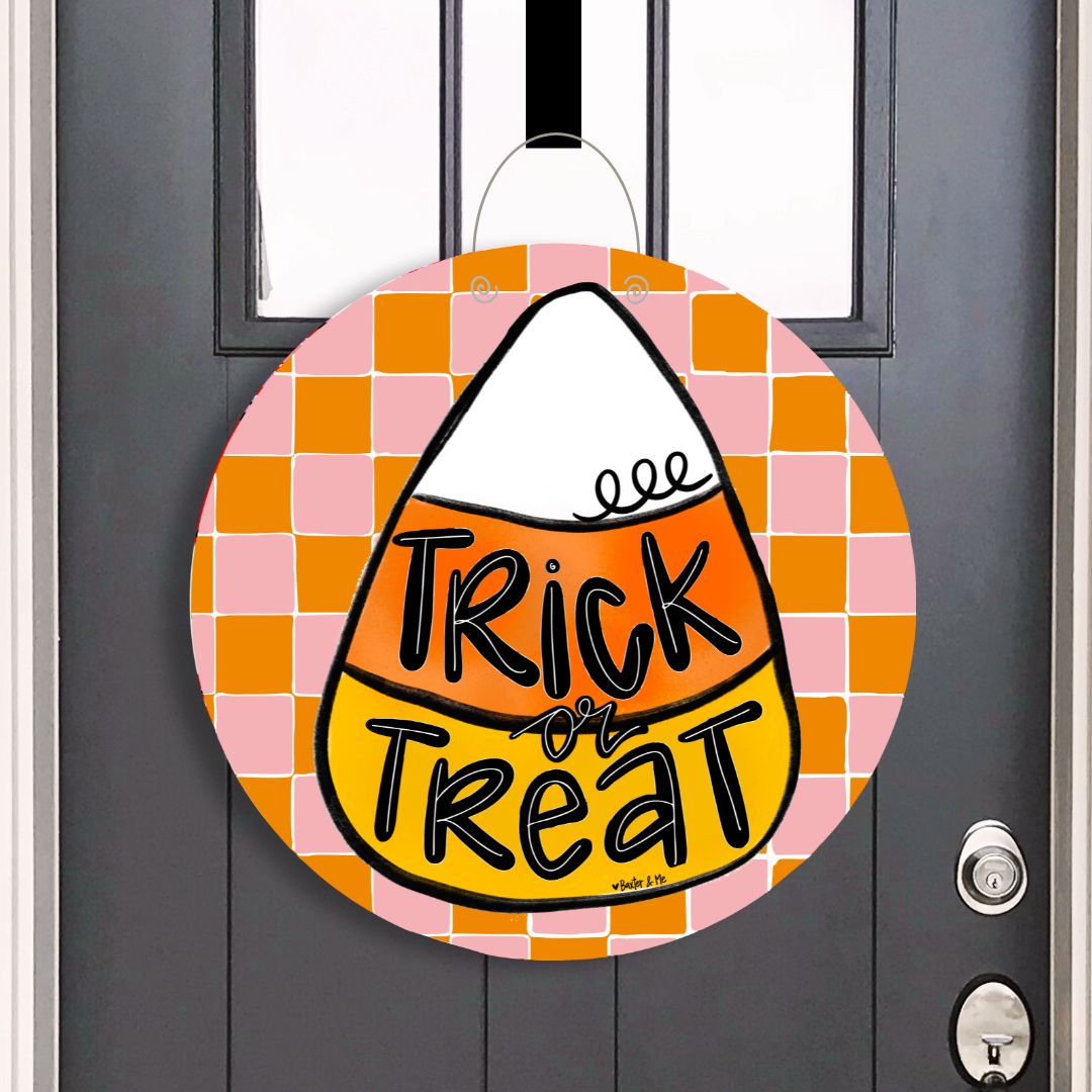 Trick or Treat Candy Corn Door Hanger