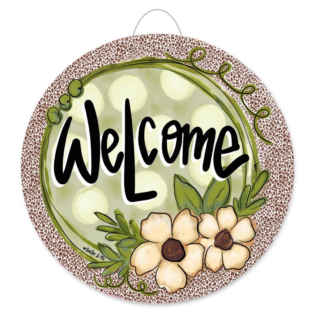 Sage & Soft Leopard Welcome Door Hanger