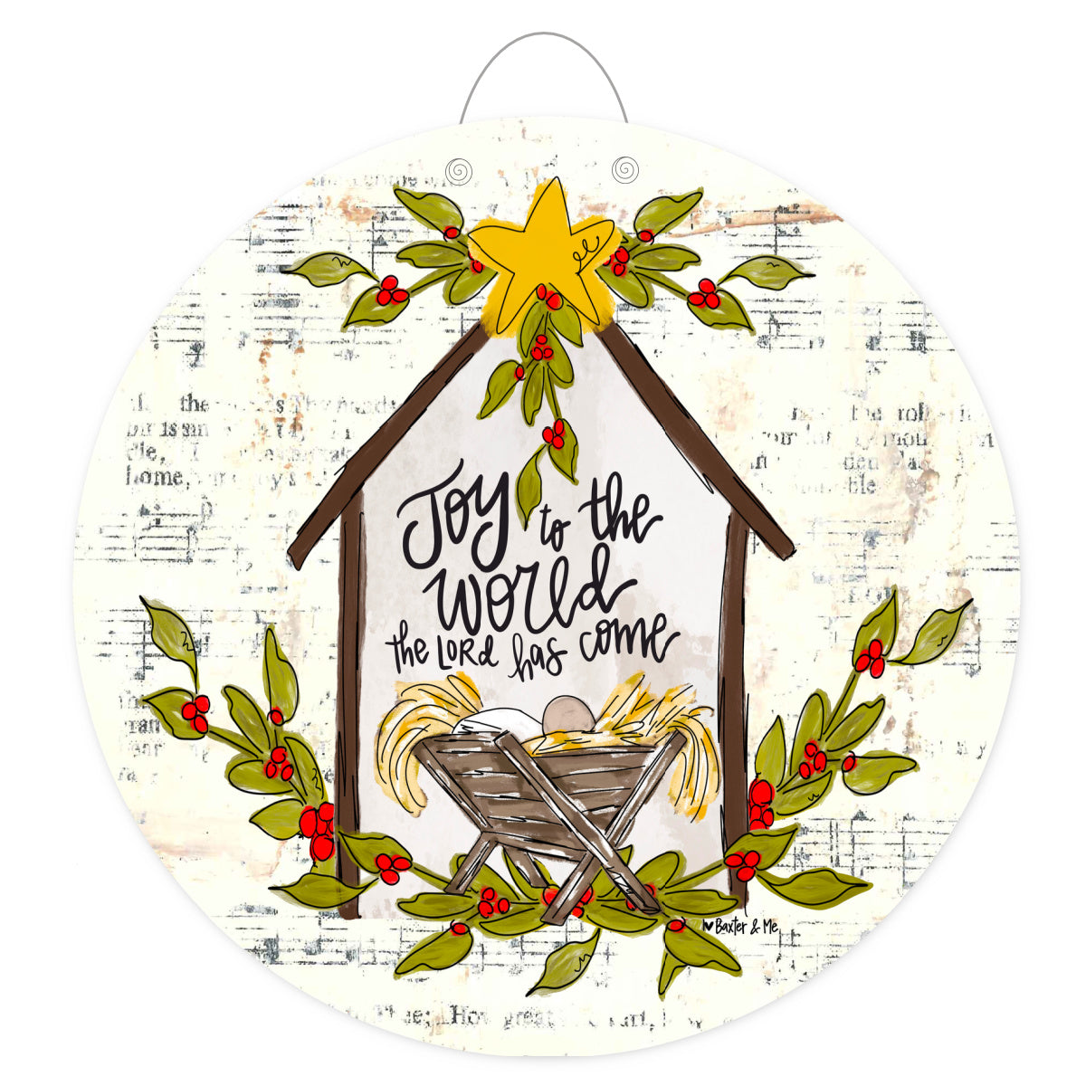 Joy to the World Star Manger Door Hanger