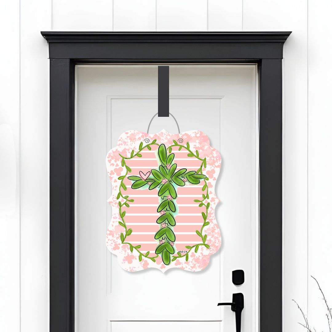 Pretty Pink Cross Door Hanger