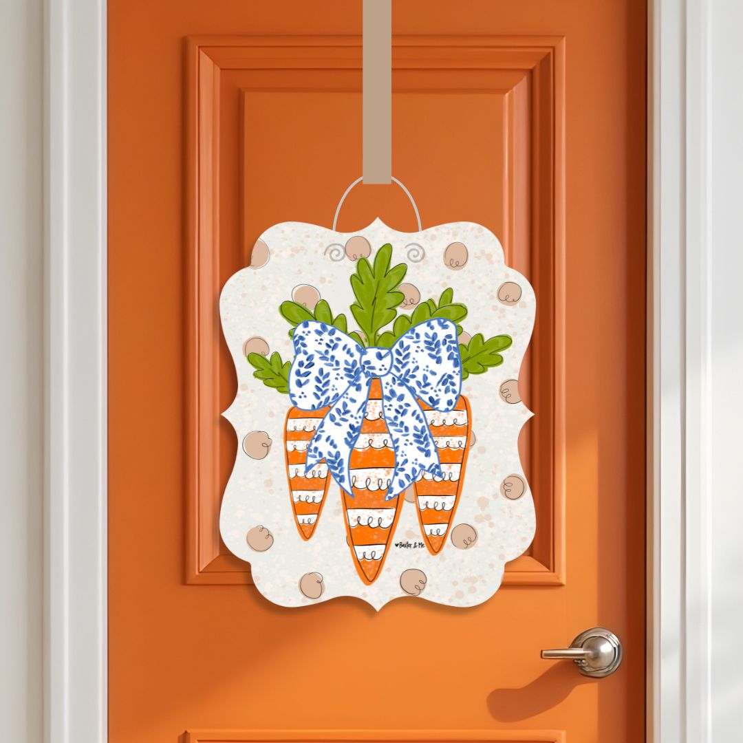 Carrot Patch Trio with Bow Door Hanger