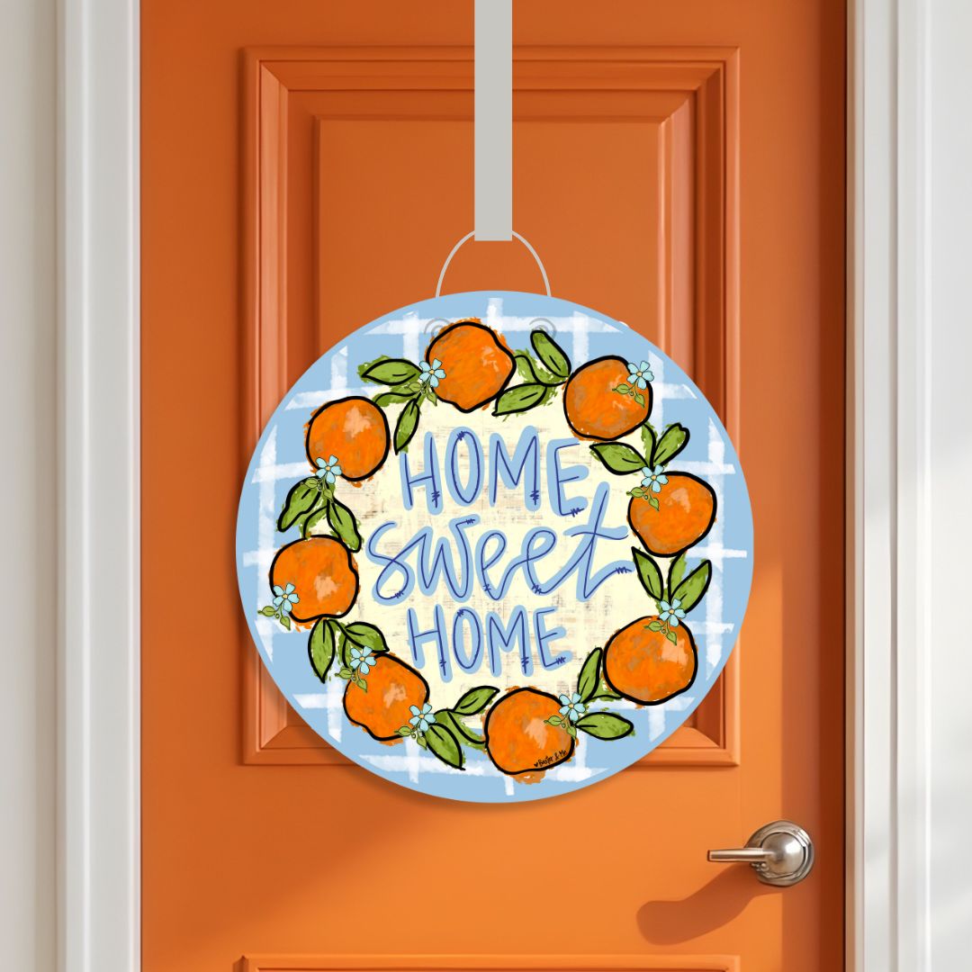 Home Sweet Home Orange Wreath Door Hanger