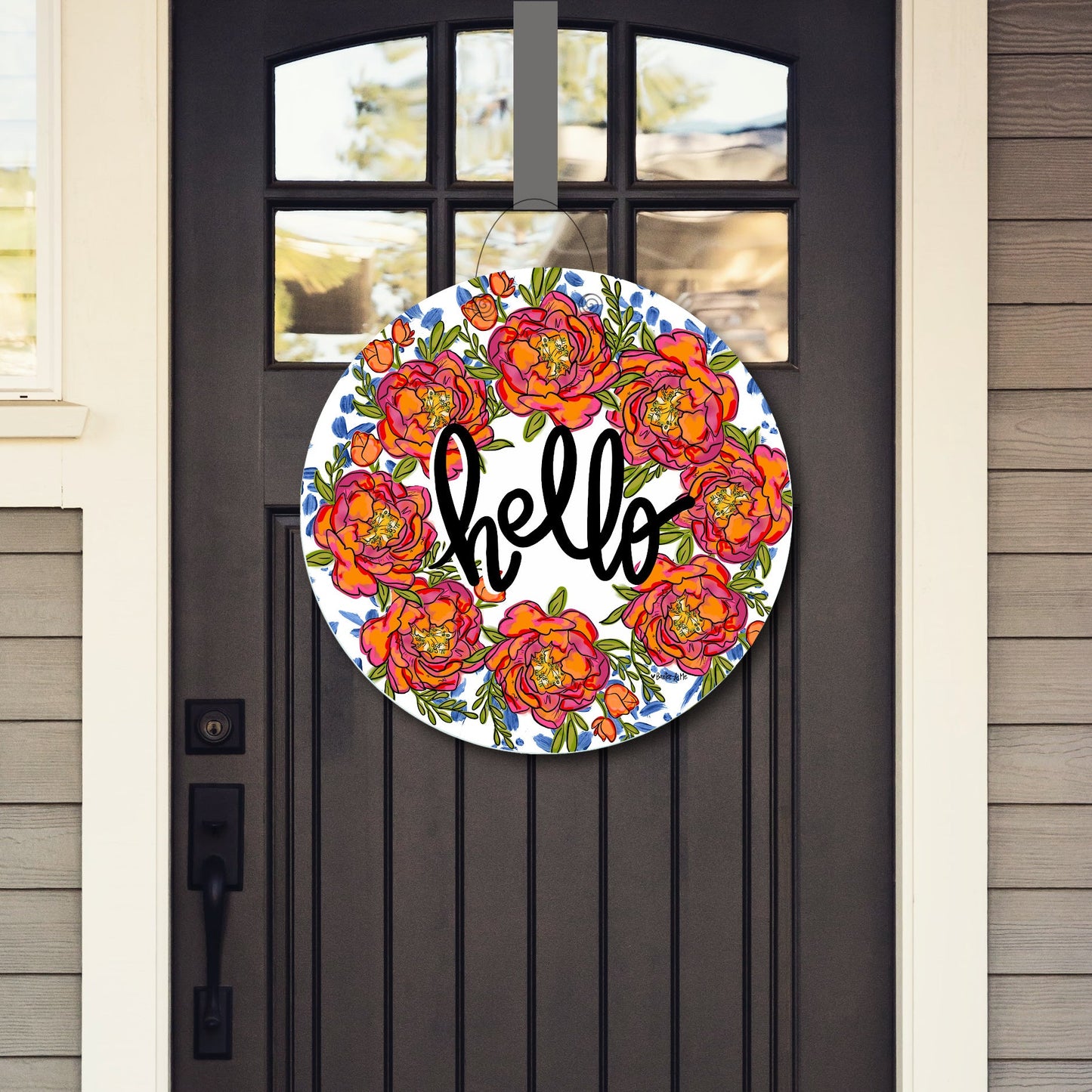 Hello Peony Wreath Door Hanger