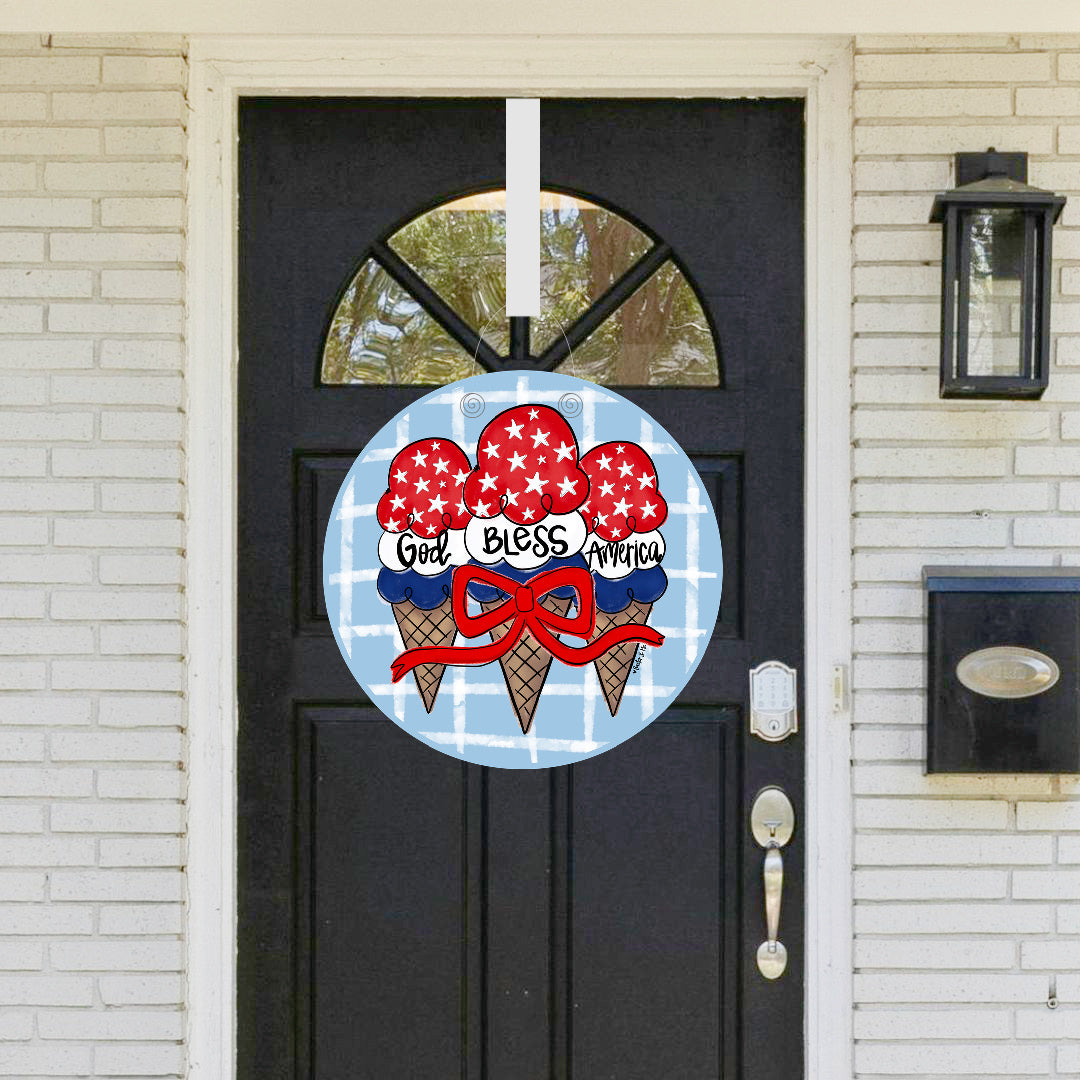 God Bless America Ice Cream Door Hanger