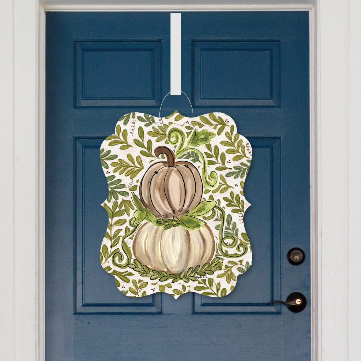 Olive Leaf Pumpkin Door Hanger