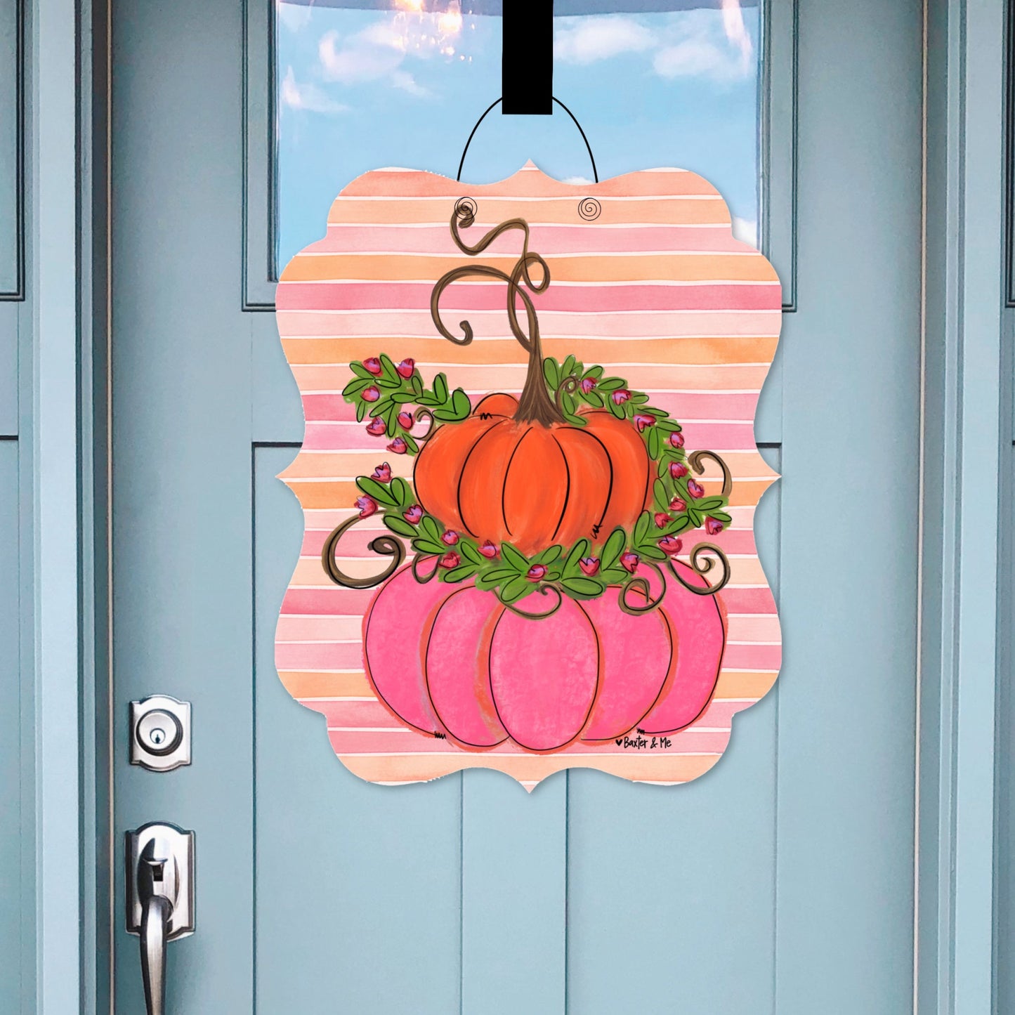 Sherbert Pumpkin Stack Door Hanger