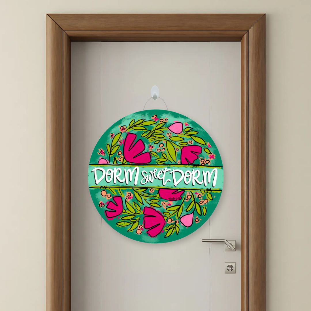 Dorm Sweet Dorm Pink Floral Door Hanger