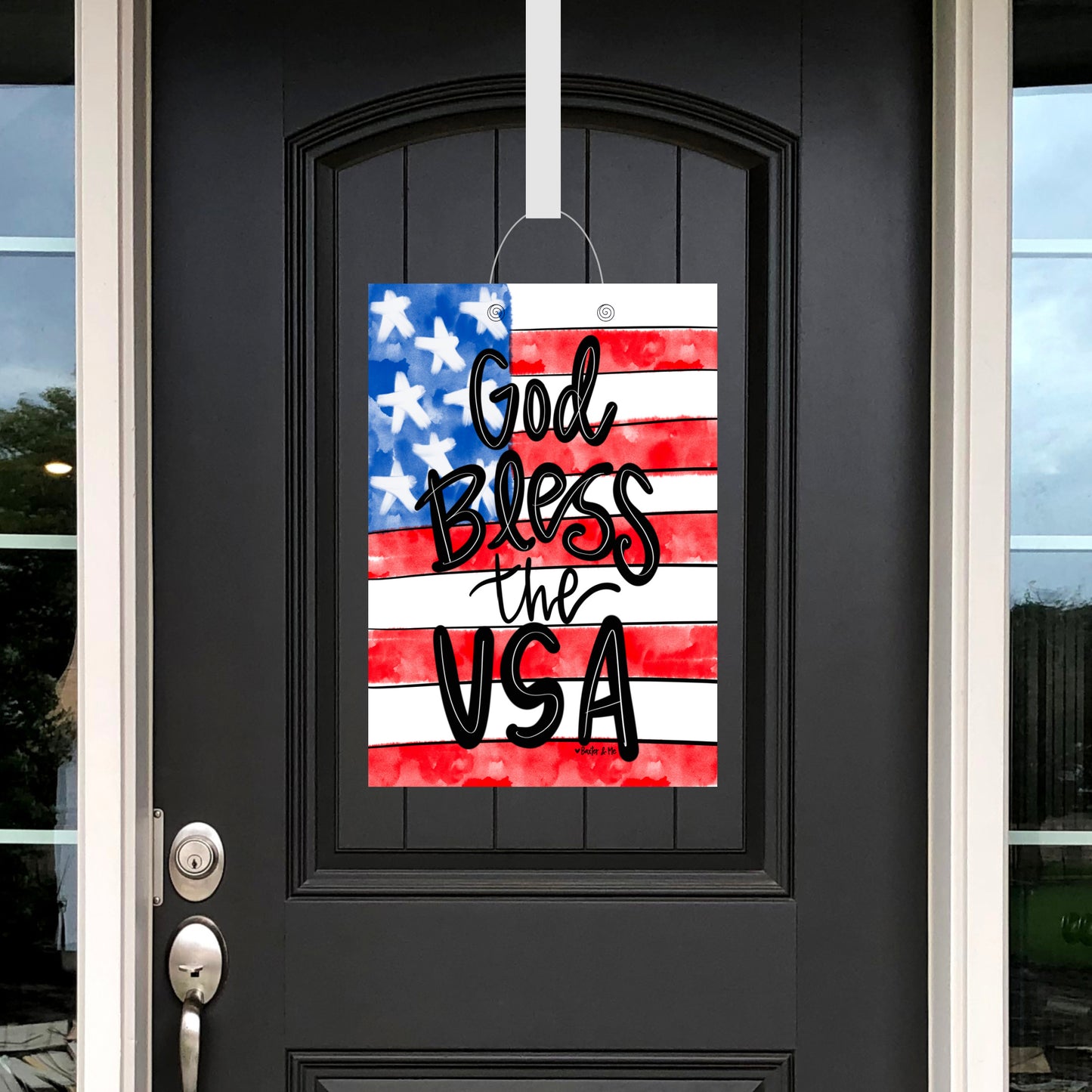 God Bless the USA Flag Door Hanger