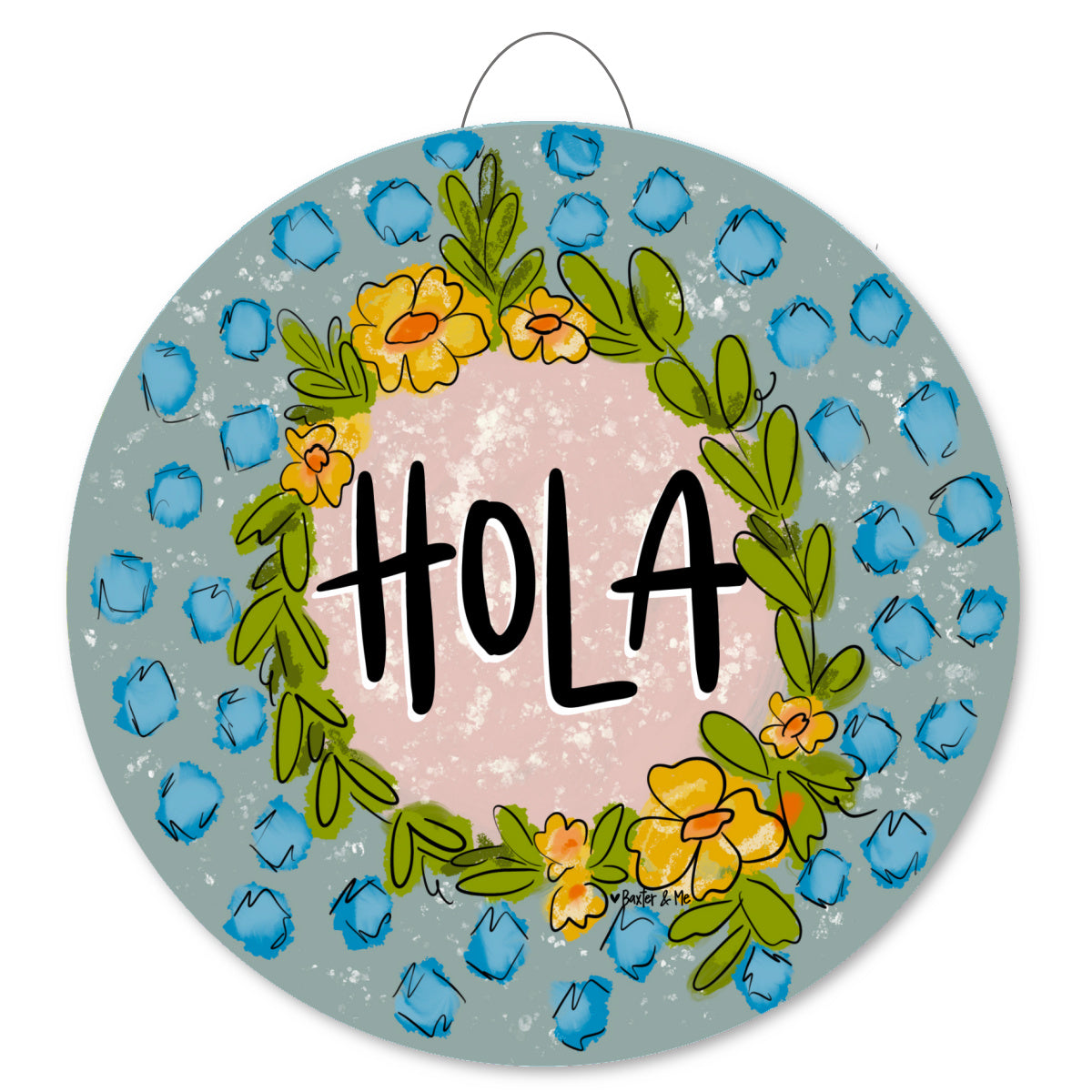 Hola Blue & Yellow Door Hanger