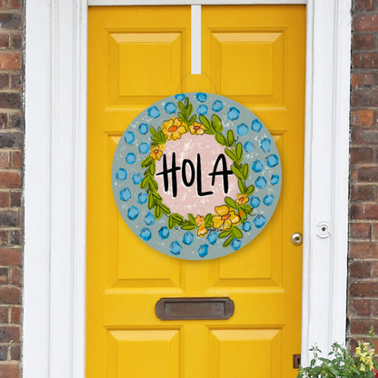 Hola Blue & Yellow Door Hanger
