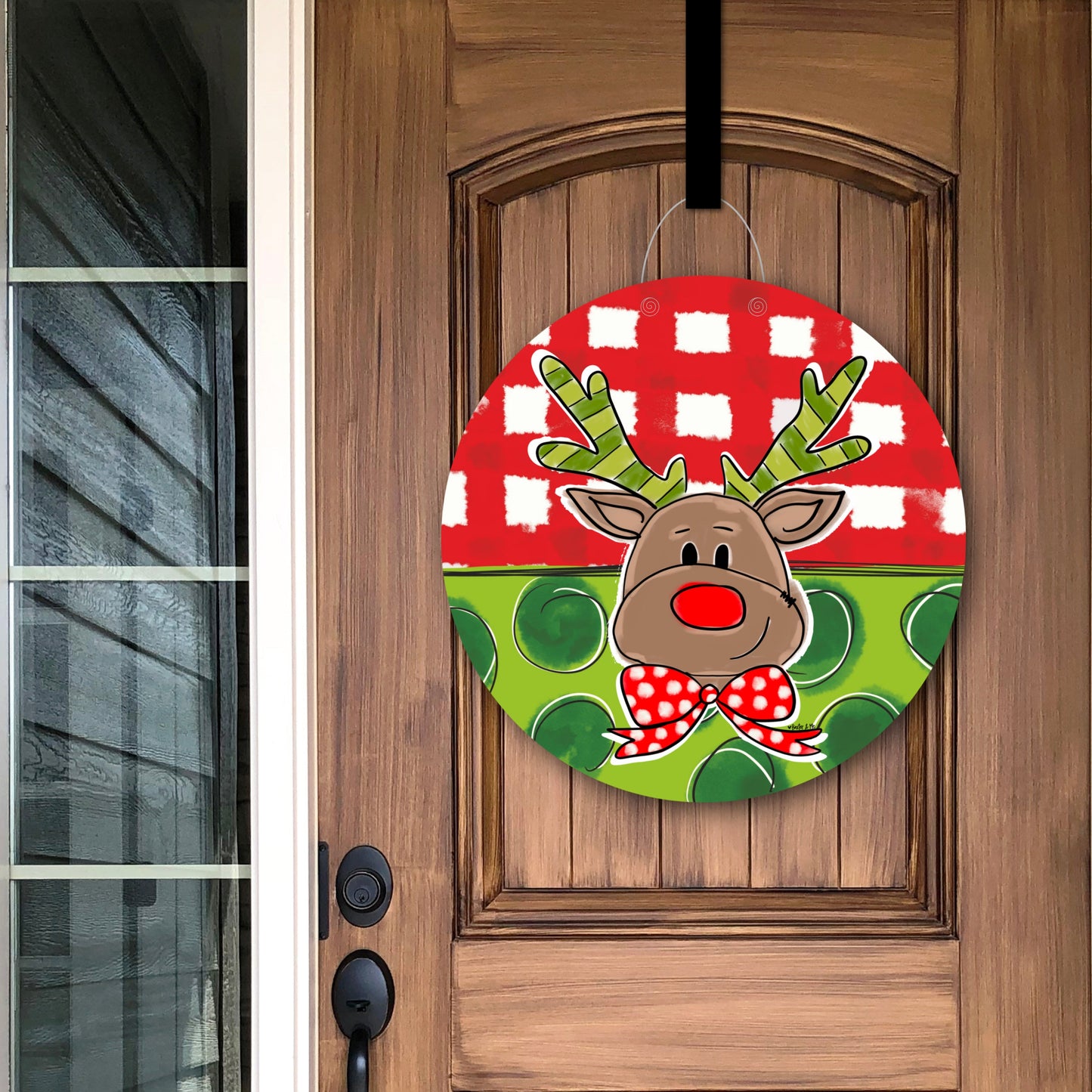 Red & Green Reindeer Door Hanger