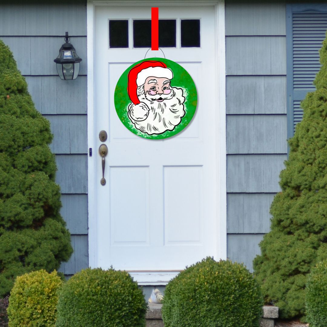 Traditional Green & Red Santa Door Hanger