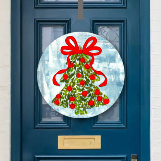Holly Berry Christmas Tree Door Hanger